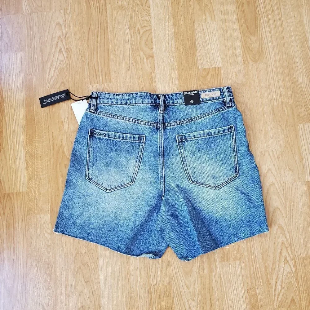 NEW! BLANK NYC | 'TheWarren' Work With Me Mid-thigh Distressed Jean Shorts sz 29
